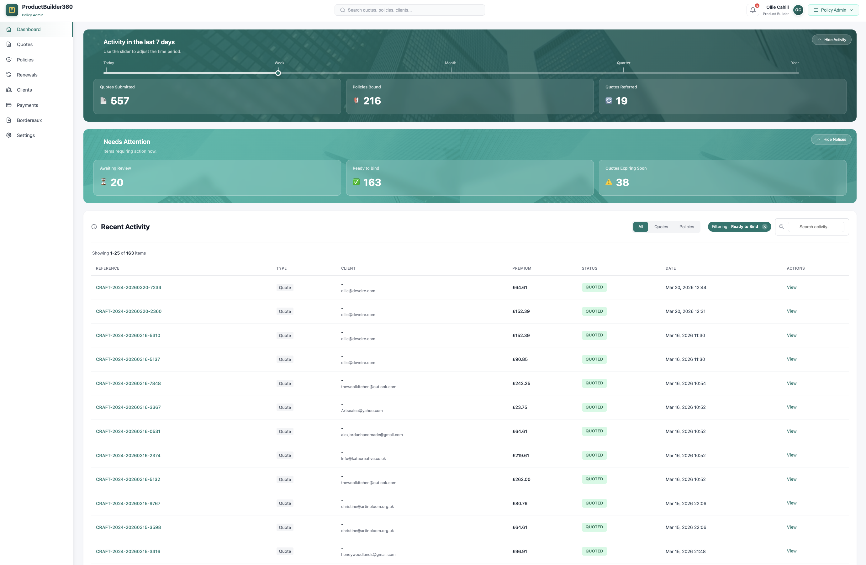 Policy Administration Dashboard